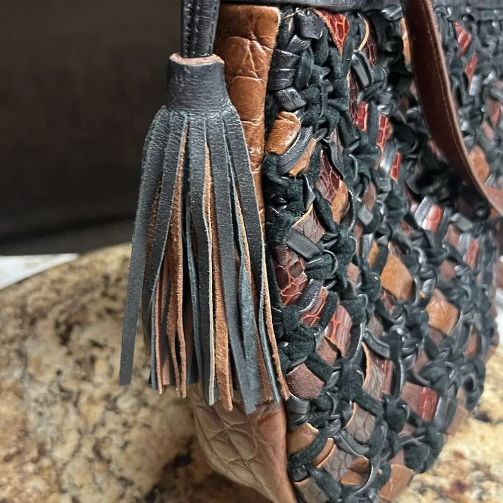 Sharif • Vintage • Small • Brown/ Black • Leather • Crossbody Handbag - Picture 9 of 13